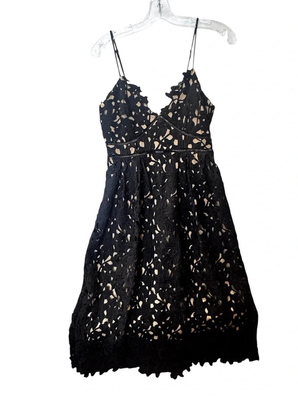 Sans Souci Floral Lace Overlay Midi Dress M Crochet Lined Black Party Wedding - Picture 3 of 16